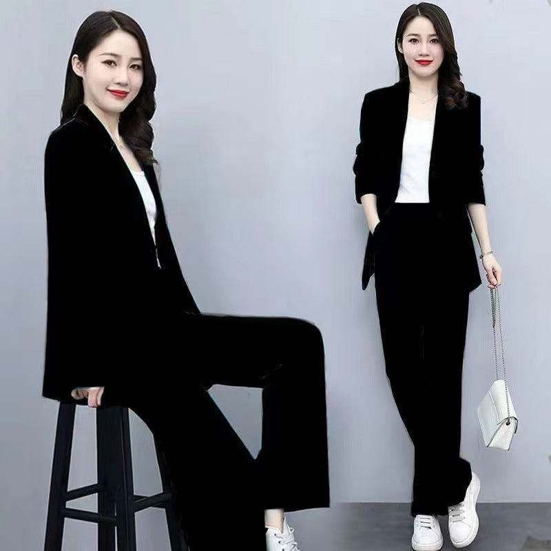 Business Suit Wide Leg Pants Two-piece Suit For Women