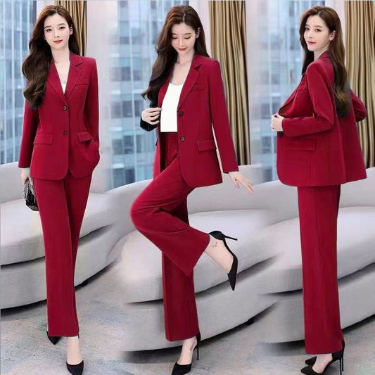 Business Suit Wide Leg Pants Two-piece Suit For Women